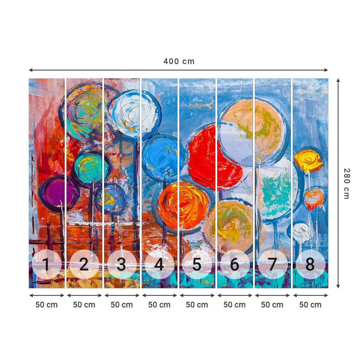 Papier Peint Photo Premium Canvas - Miracles sur le bâton - Ballons colorés, Abstraction, Pour les enfants - 400x280 cm