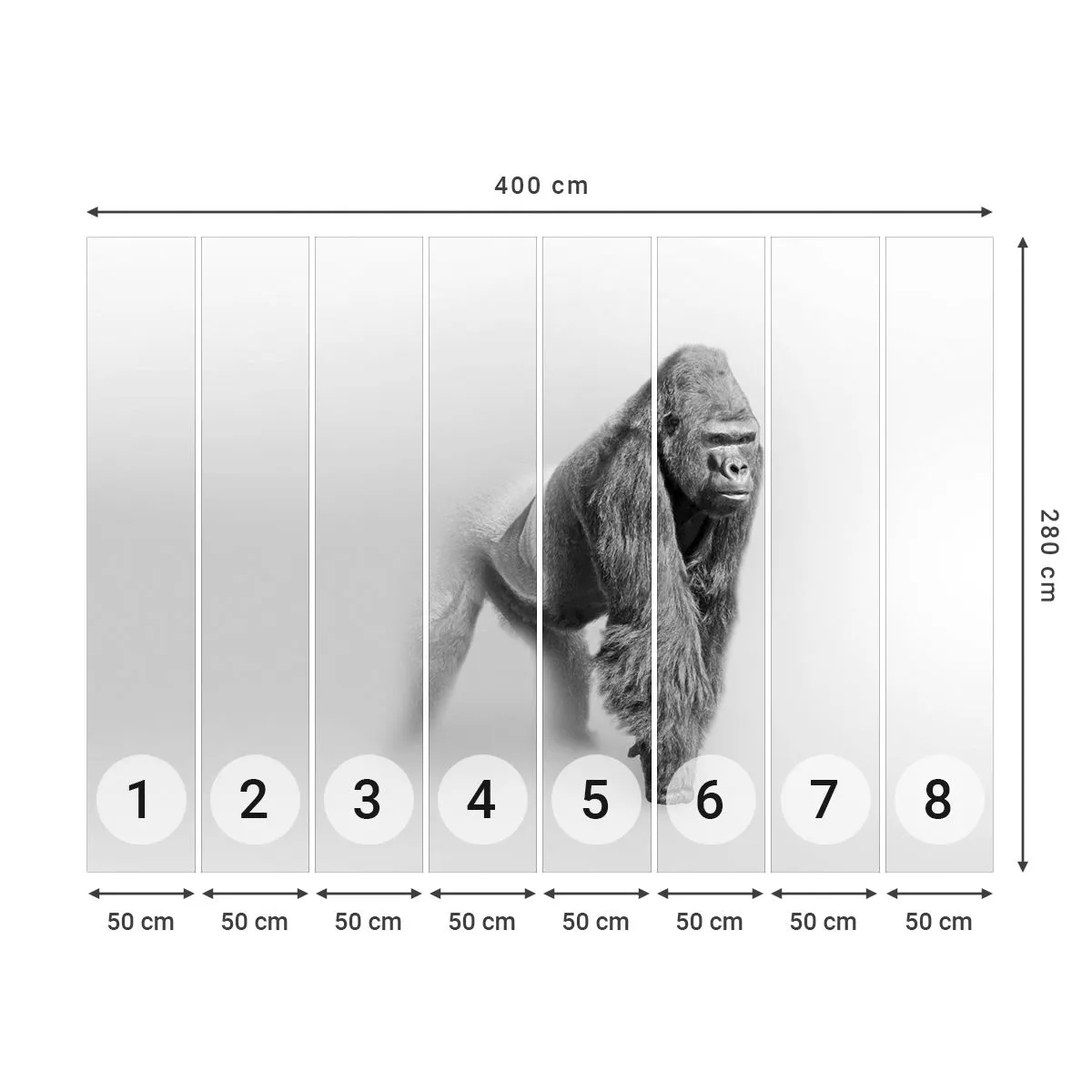 Papel de Parede Premium Sand - Confiante na sua força - Animais, Gorila, Macaco - 400x280 cm