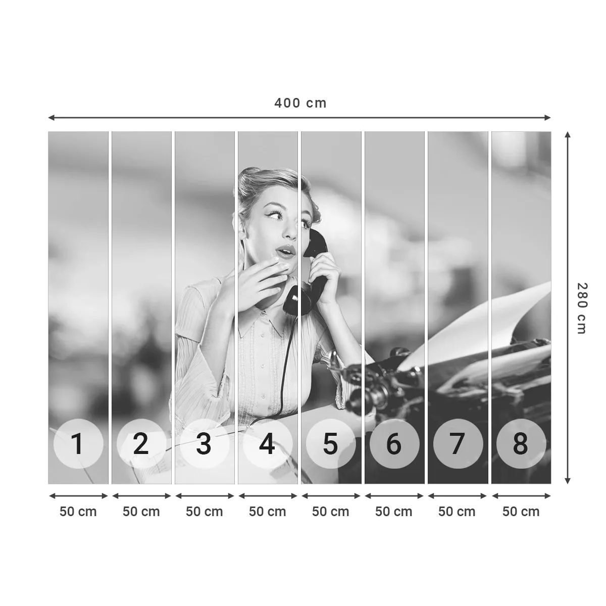 Tapet Premium Sand - Bună ziua, suntem în anii '50. - Epocă, alb-negru, Retro - 400x280 cm