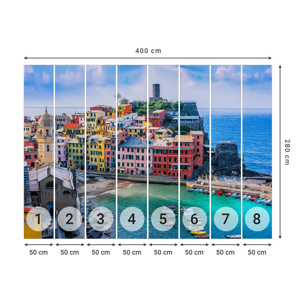 Fototapet Premium Canvas - Magisk stad i Medelhavet - Ligurien, Stad, Italien - 400x280 cm