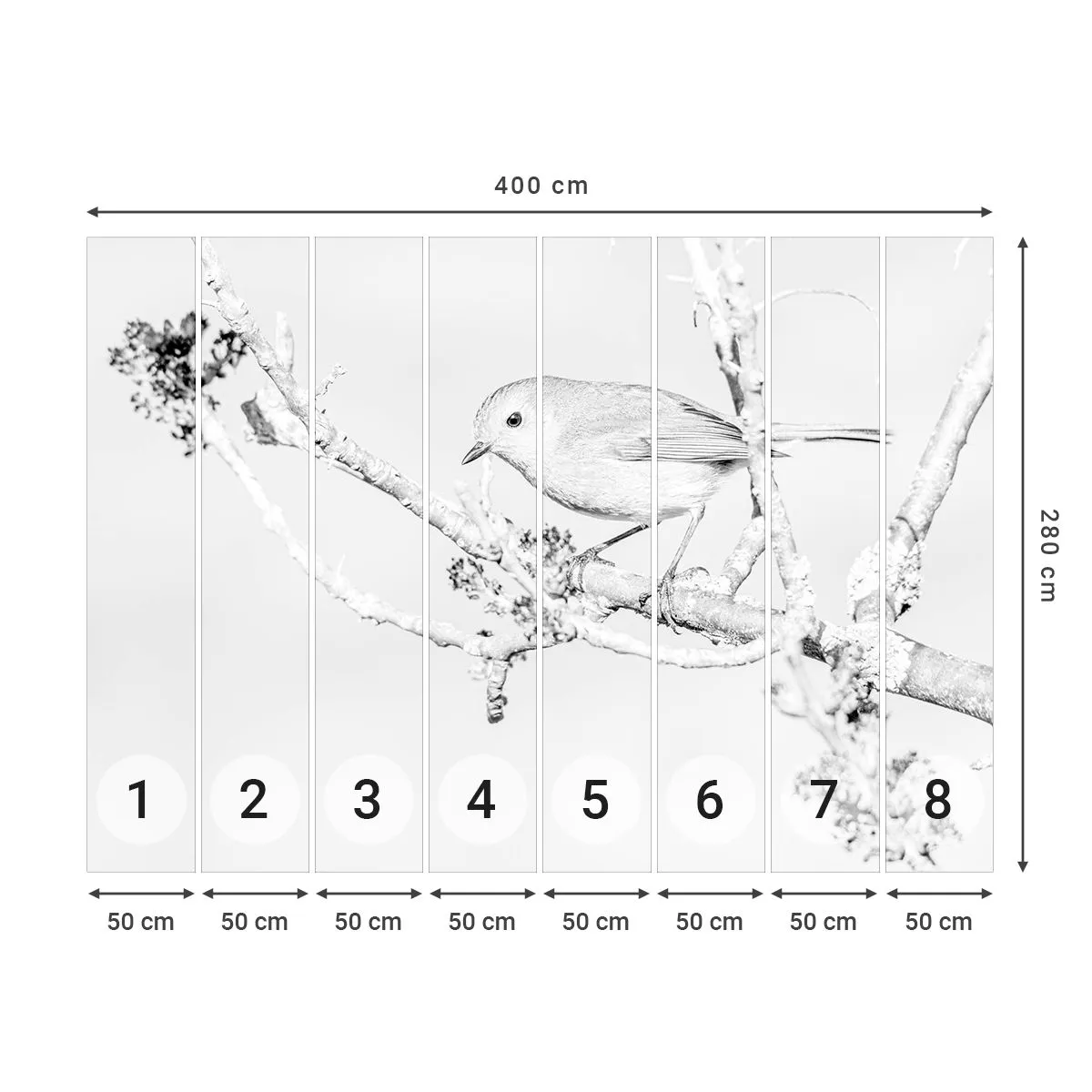 Photo Wallpaper Premium Sand - Winter Morning - Bright, Bird, Nature - 400x280 cm