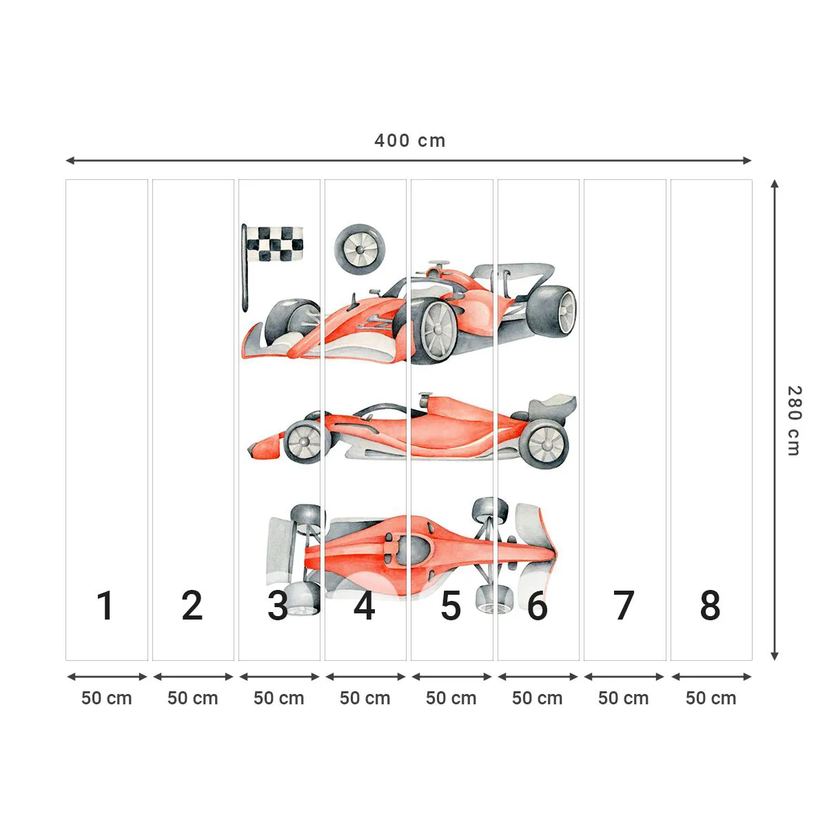 Papier Peint Photo Standard Eco - poursuis ton rêve - Voitures de course, Voitures, Enfants - 400x280 cm