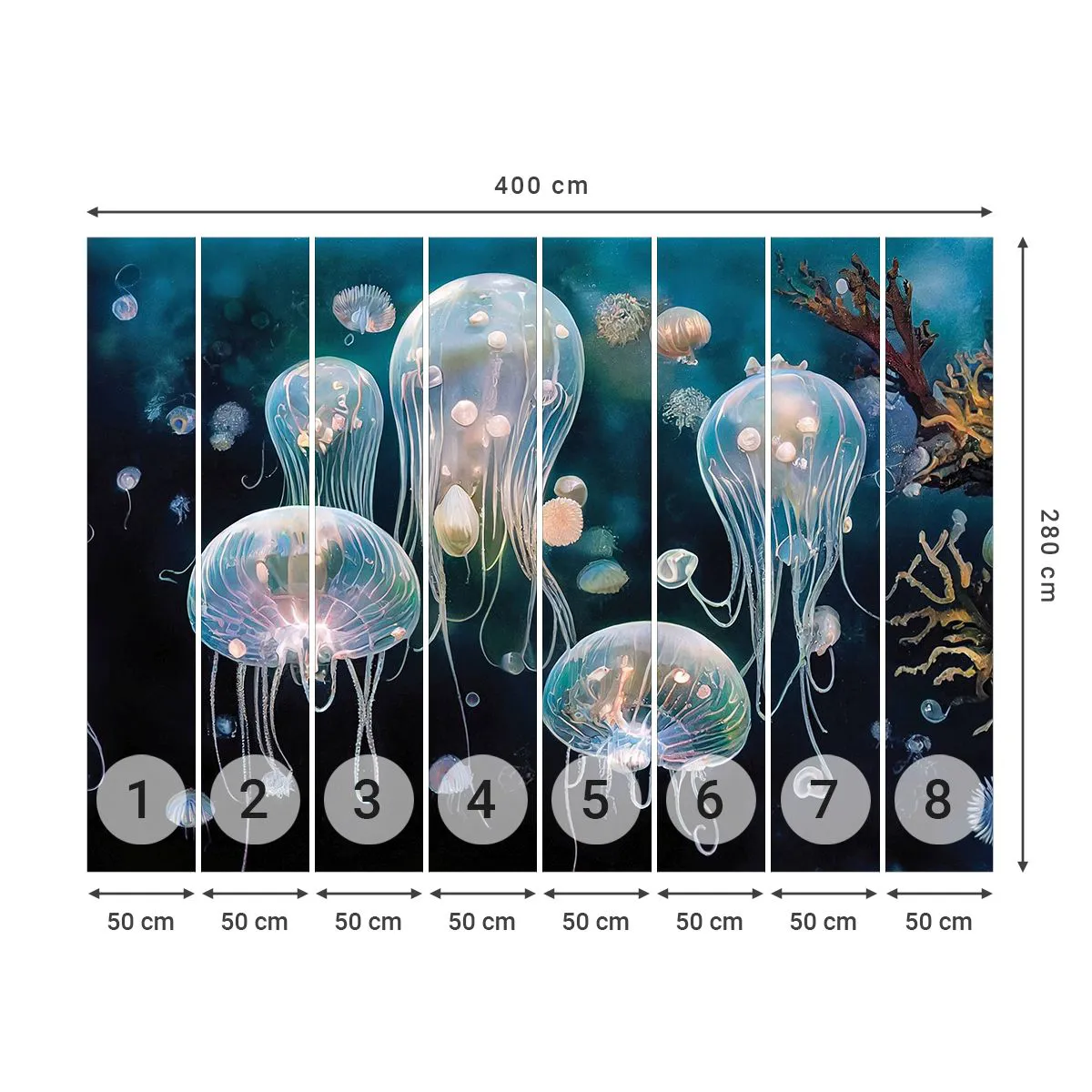 Fotomural Standard Eco - Globos submarinos - Medusa, animales, Lo más hondo - 400x280 cm