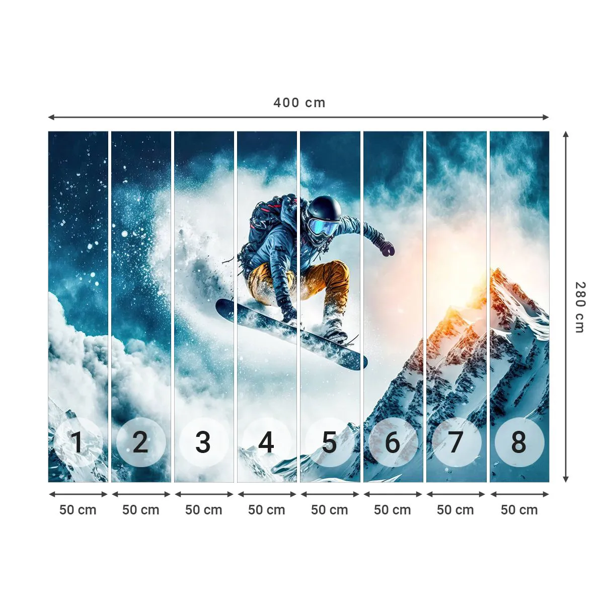Fotomural Premium Canvas - Emociones extremas - Snowboarding, Deporte, Invierno - 400x280 cm