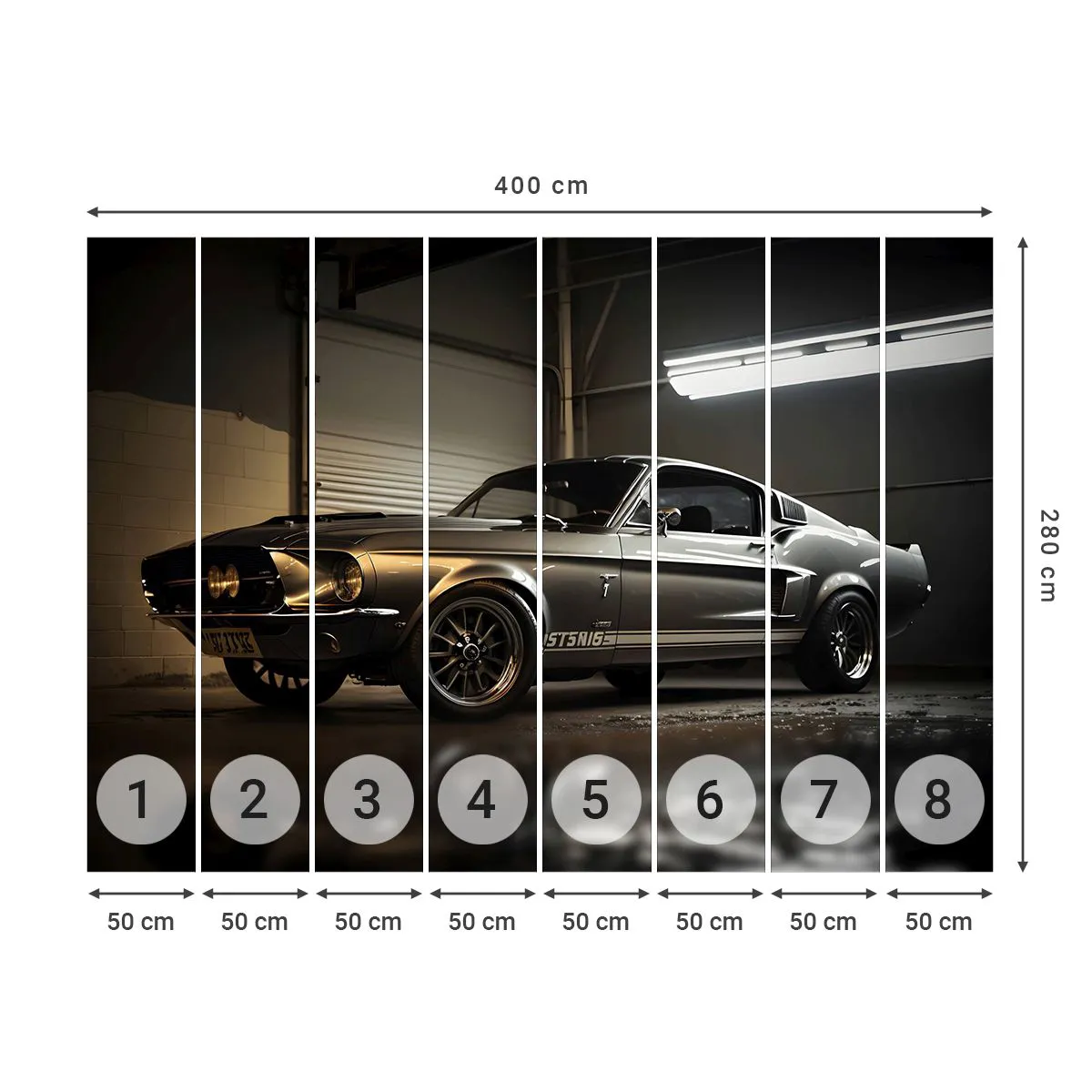 Fotobehang Standard Eco - Terug naar het verleden - Sportwagen, Retro, Klassiek - 400x280 cm