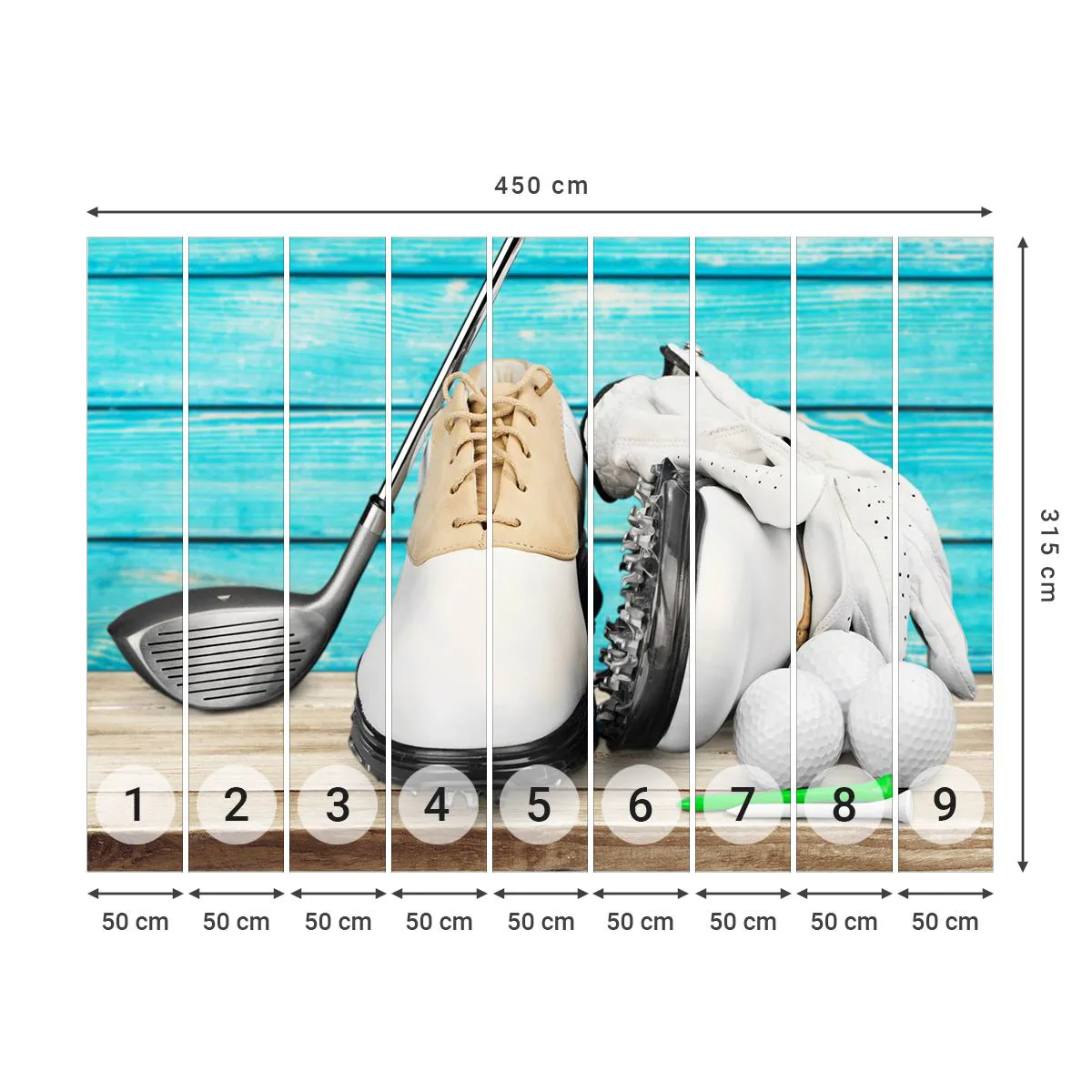 Fototapete Standard Eco - Alles ist bereit - Golf, Sport, Golferschuhe - 450x315 cm