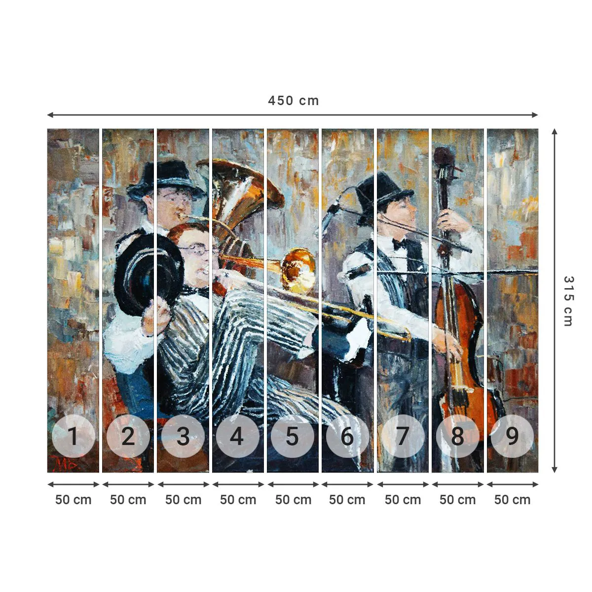 Fototapete Standard Eco - Der ganze Jazz - Musik, Band, Musikinstrumente - 450x315 cm