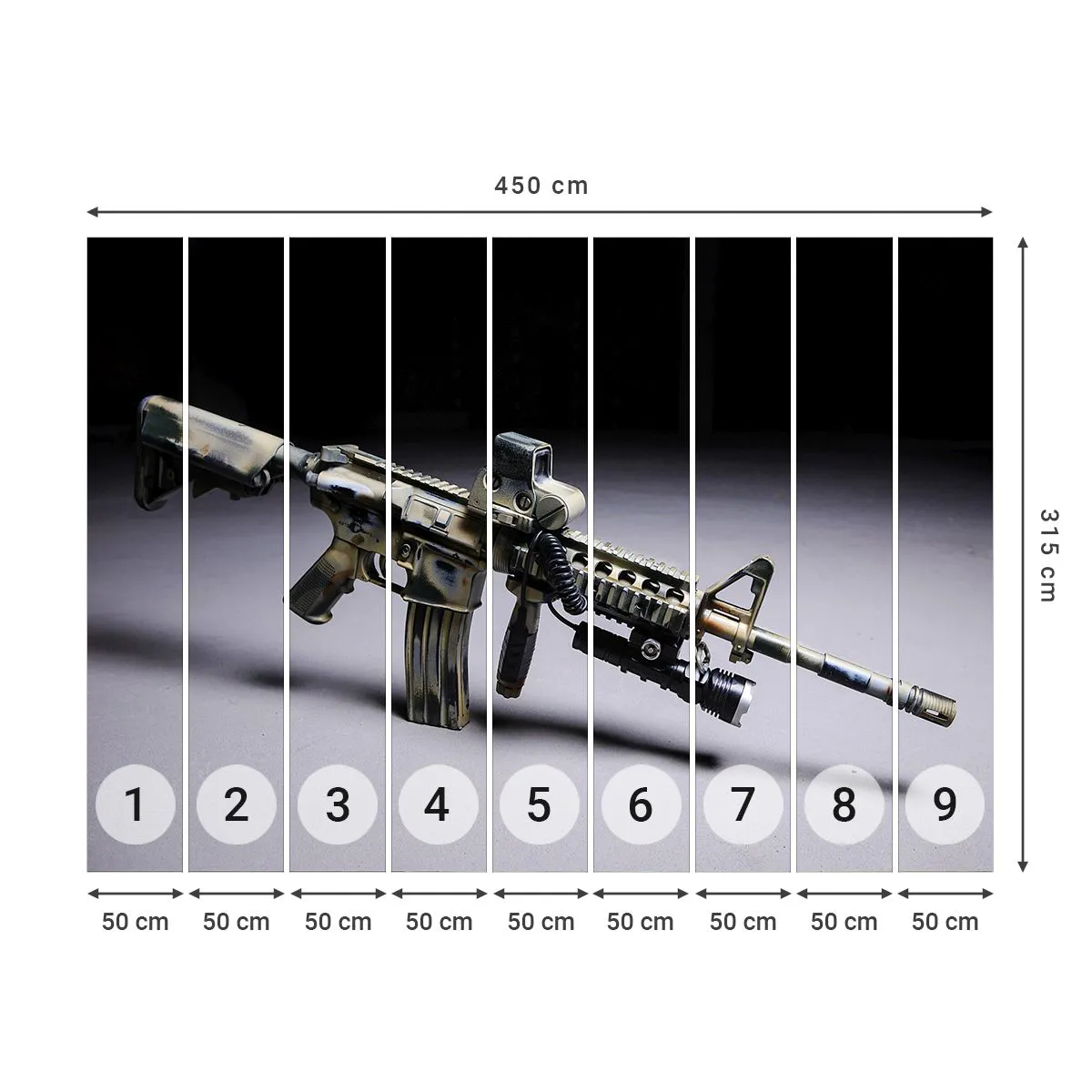 Fotobehang Premium Canvas - Altijd dreigend - Leger, Geweer, Wapen - 450x315 cm