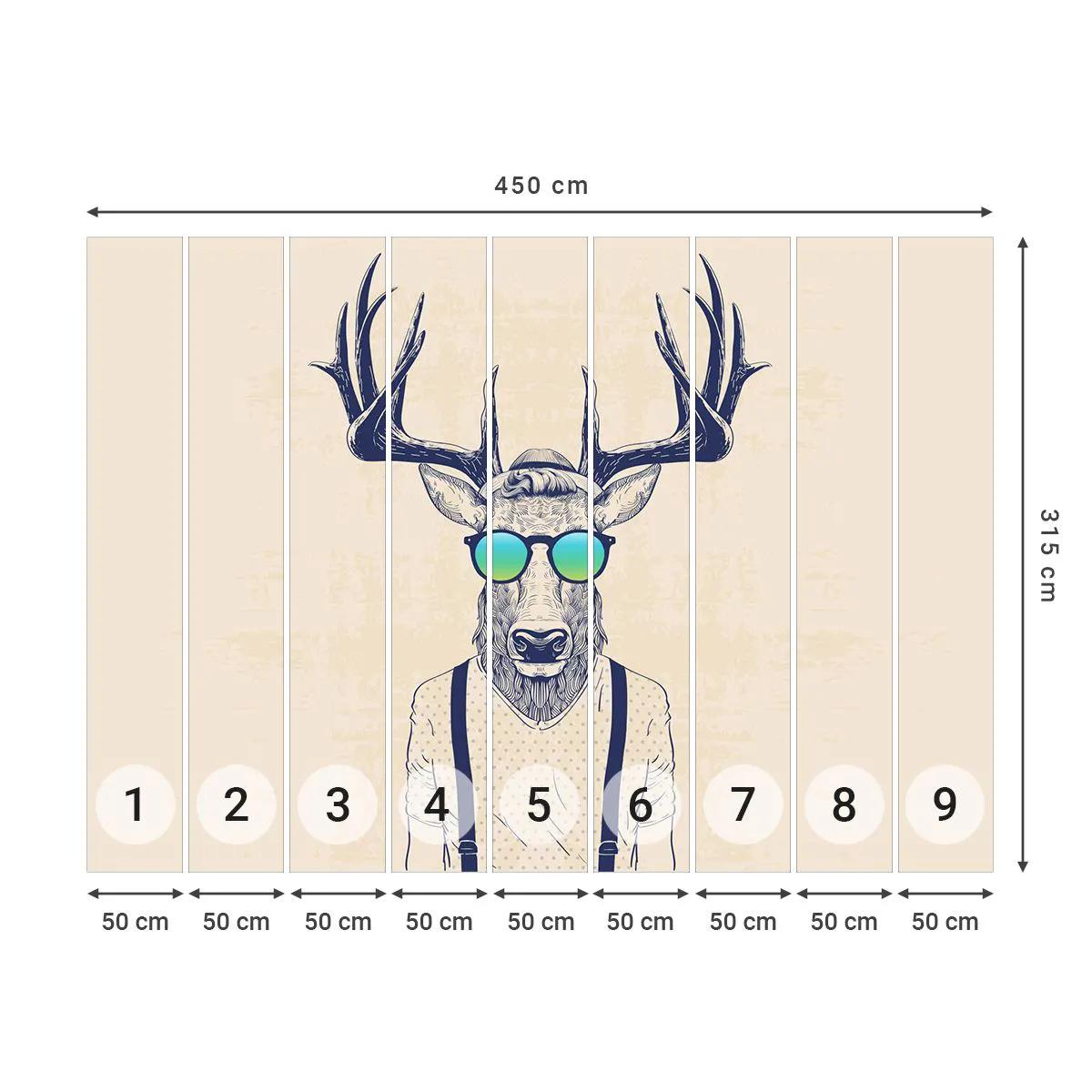 Fotótapéta Premium Sand - Kire számítottál? - Absztrakció, Darab, Szarvas - 450x315 cm