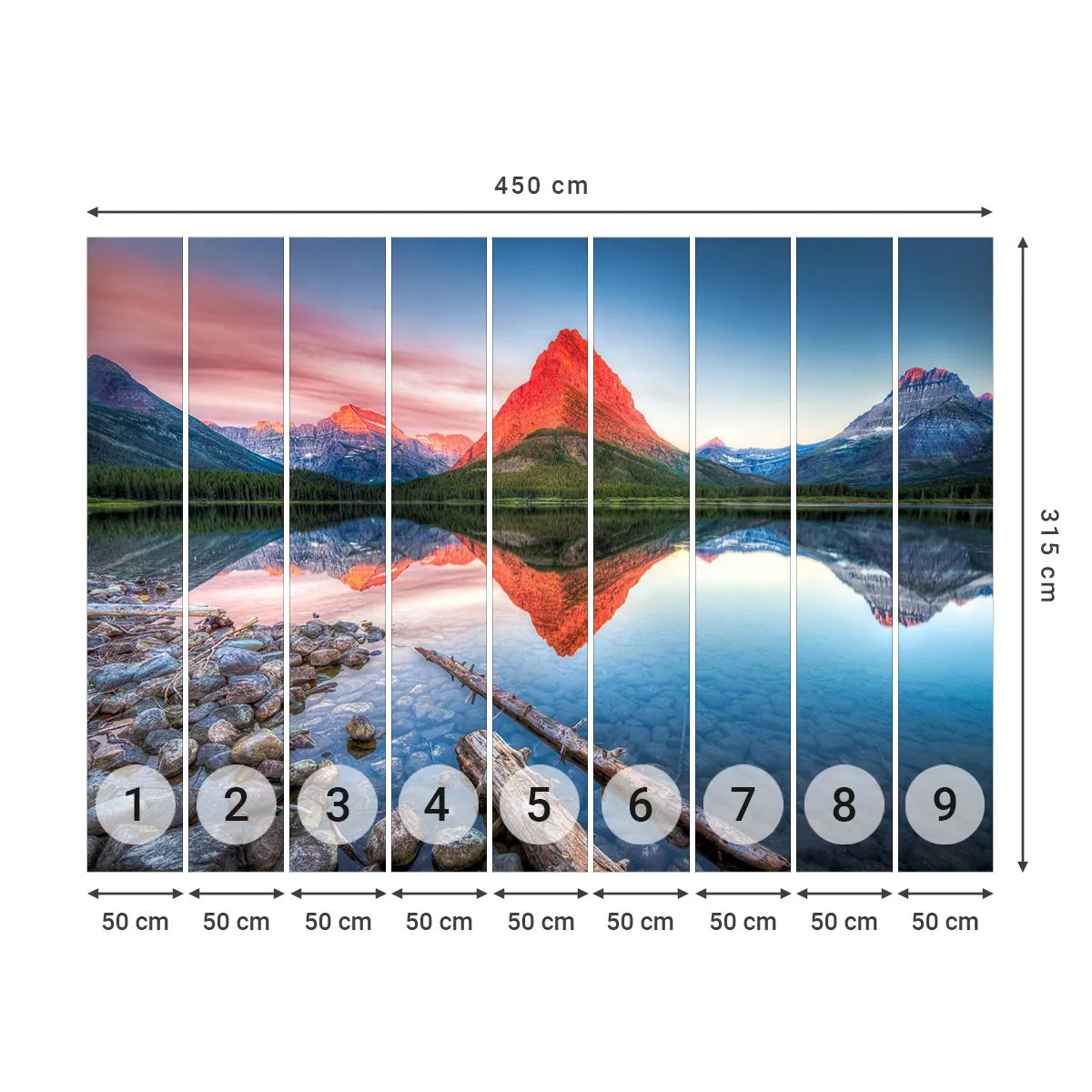 Papel de Parede Premium Sand - Calor e frio - Paisagem, Montanhas, Floresta - 450x315 cm