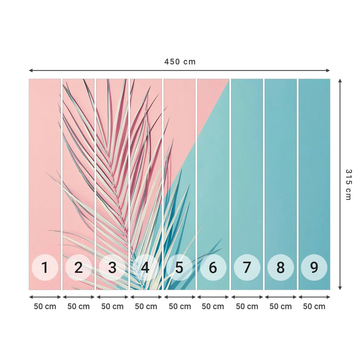 Fototapet Premium Sand - Tropisk impression - Palmblad, Abstraktion, Grafik - 450x315 cm