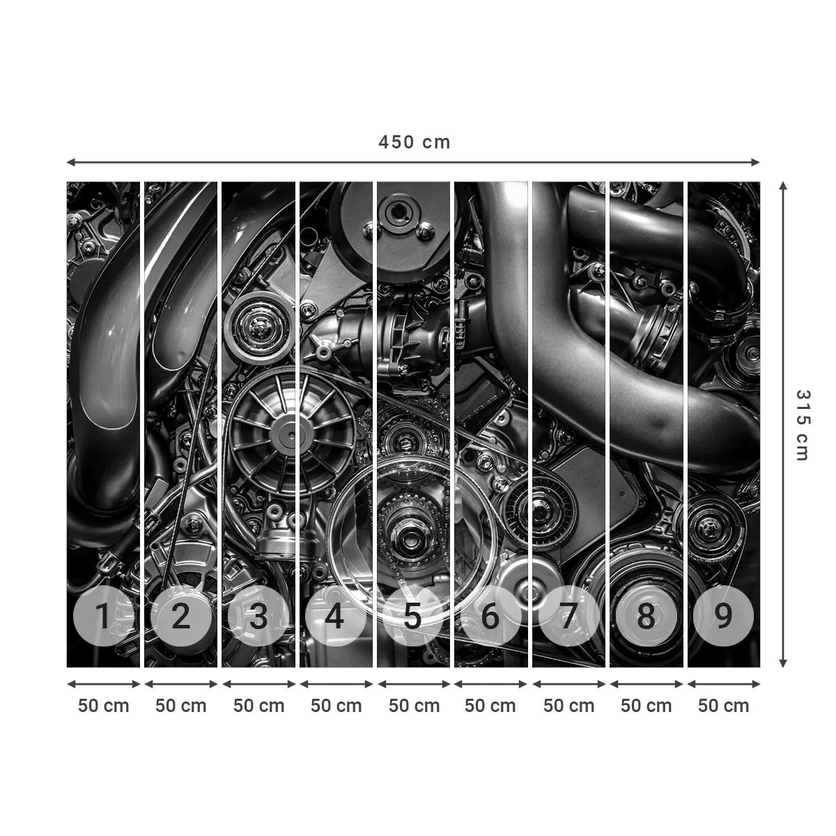 Photo Wallpaper Premium Canvas - Poetry of Mechanics - Engine, Mechanic, Metal - 450x315 cm