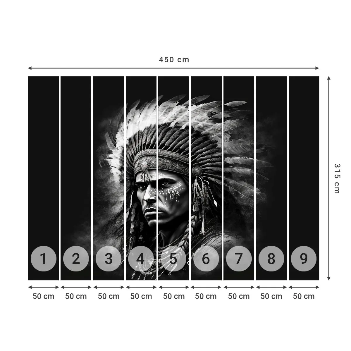 Fototapete Premium Canvas - Anführer und Krieger - indisch, Stämme, Ethnisch - 450x315 cm