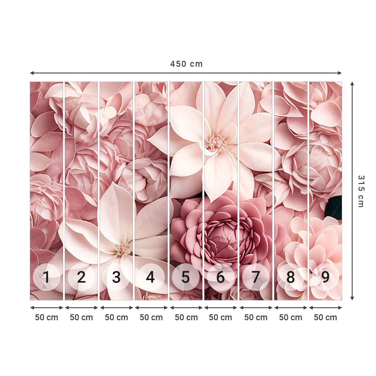 Papier Peint Photo Standard Eco - Dans les pétales roses - Fleurs, Pastel, Brillant - 450x315 cm