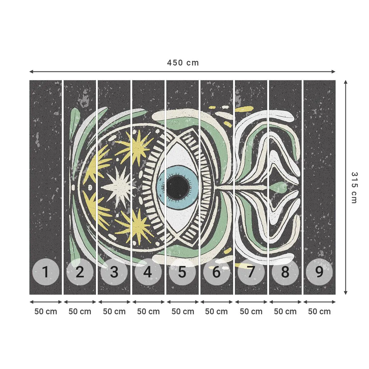 Fotomurali Standard Eco - Rituali tribali - Boho, Occhio, Pastello - 450x315 cm