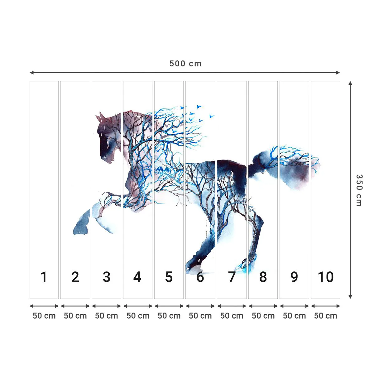 Papier Peint Photo Premium Canvas - Comme si la forêt avait bougé - Abstraction, Cheval, Animaux - 500x350 cm