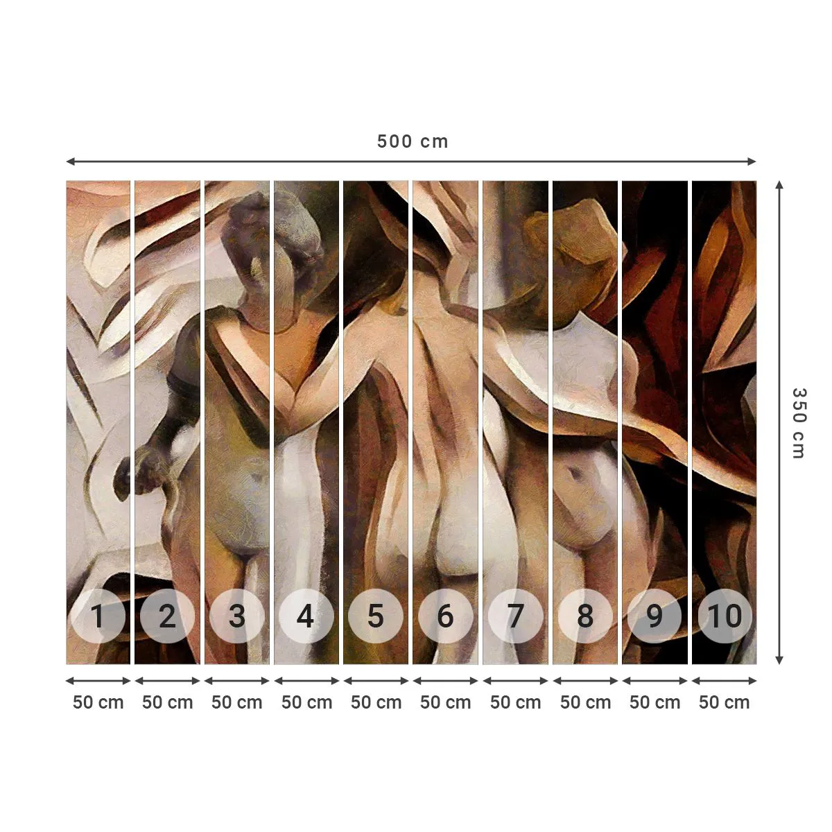 Fototapet Premium Sand - Tre Nåder 2.0 - Kvinde, Kubisme, Stykke - 500x350 cm