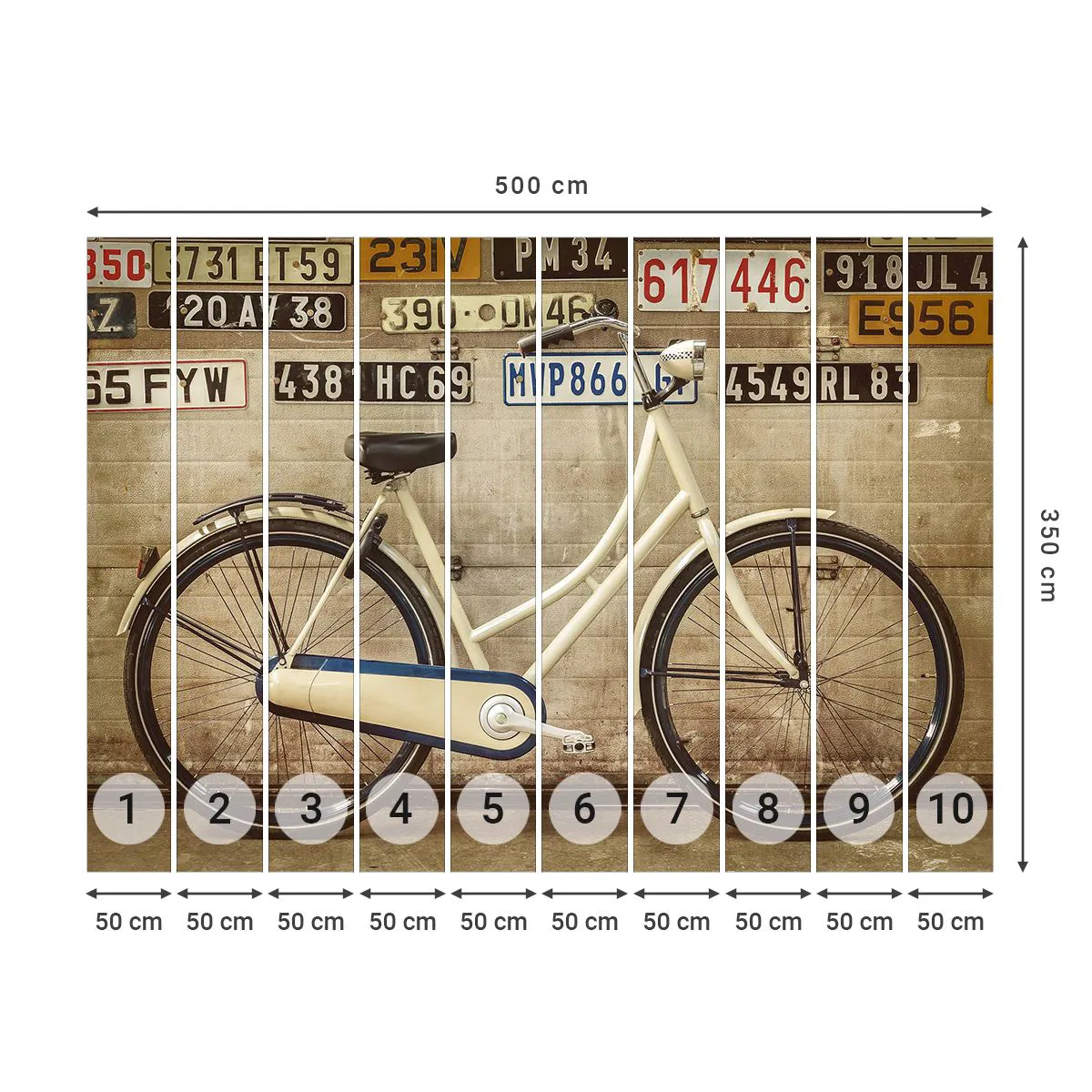 Tapet Premium Canvas - Fără complexe - mural, Bicicleta, Farfurii - 500x350 cm