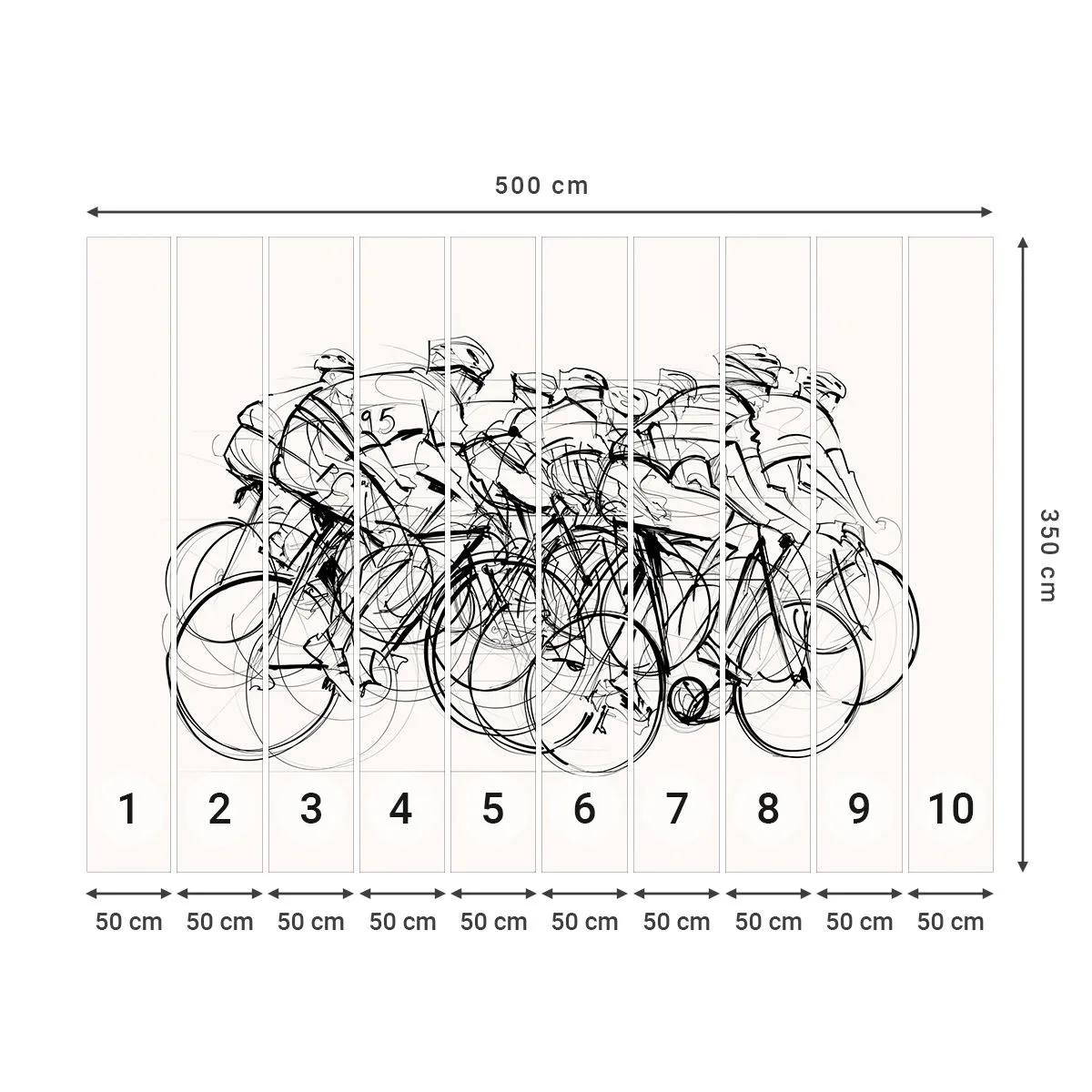 Fototapeta Premium Sand - Společně v týmu - Grafika, Jízdní kolo, Sport - 500x350 cm