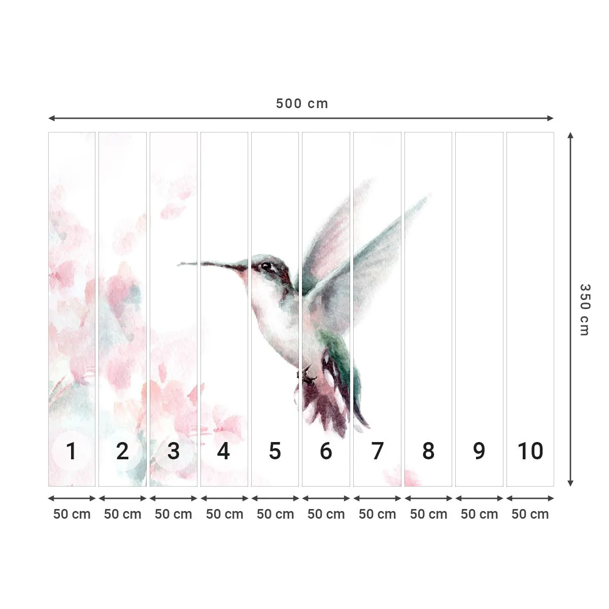 Papel de Parede Standard Eco - Preso em agitação - Beija Flor, Pássaro, Pedaço - 500x350 cm