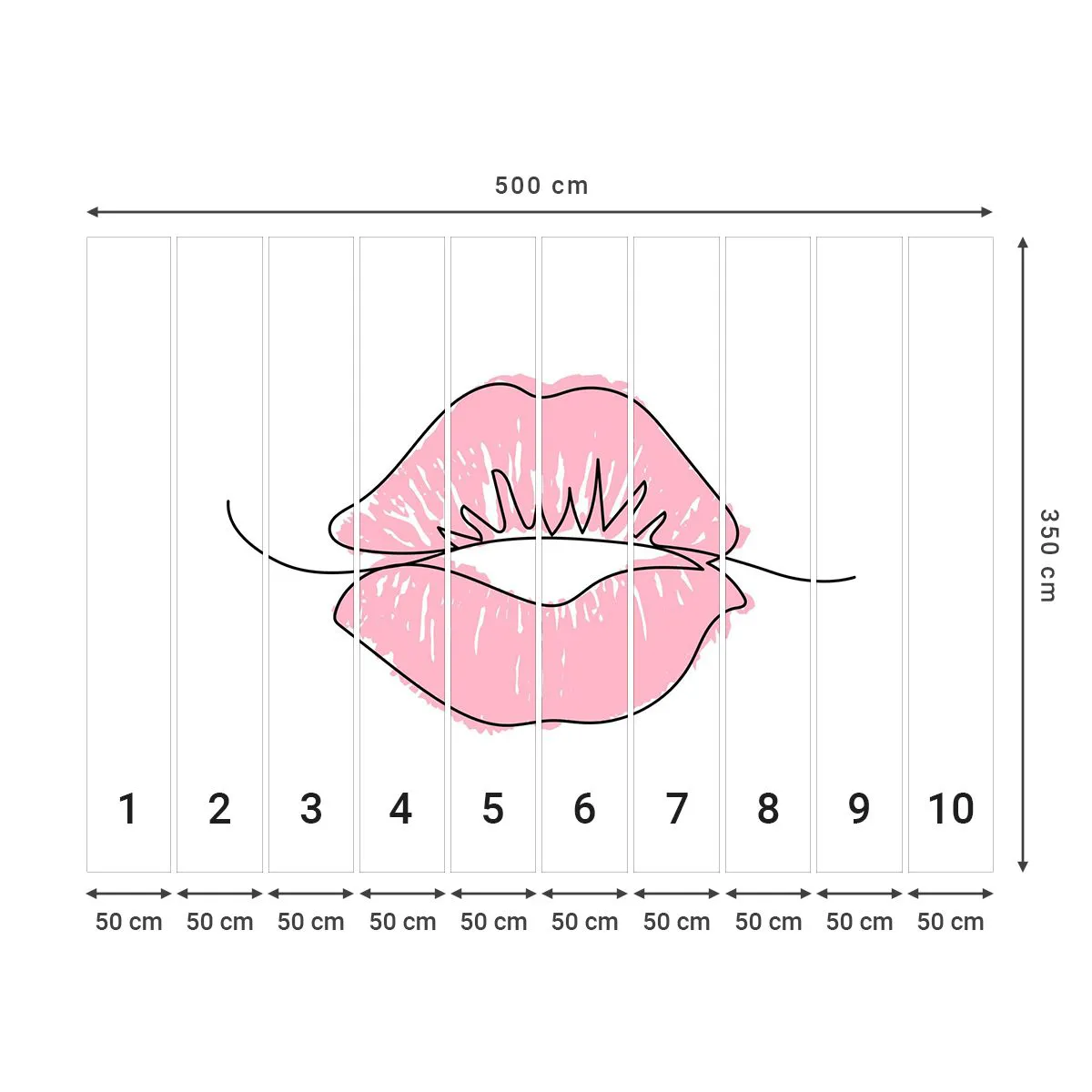 Fotobehang Premium Sand - Klaar om te kussen? - Grafisch, Roze lippen, Deel - 500x350 cm