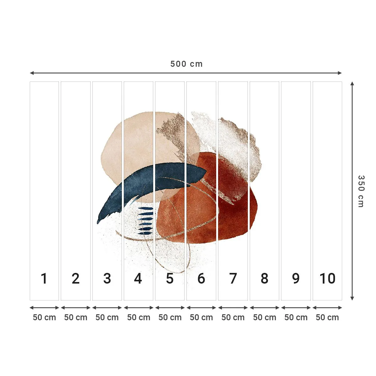 Fotobehang Premium Canvas - Ovale compositie - Abstractie, Deel, Modern patroon - 500x350 cm