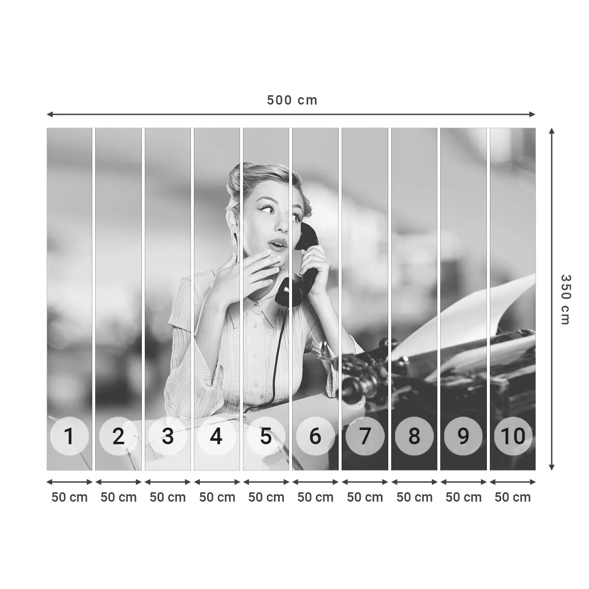 Tapet Premium Sand - Bună ziua, suntem în anii '50. - Epocă, alb-negru, Retro - 500x350 cm