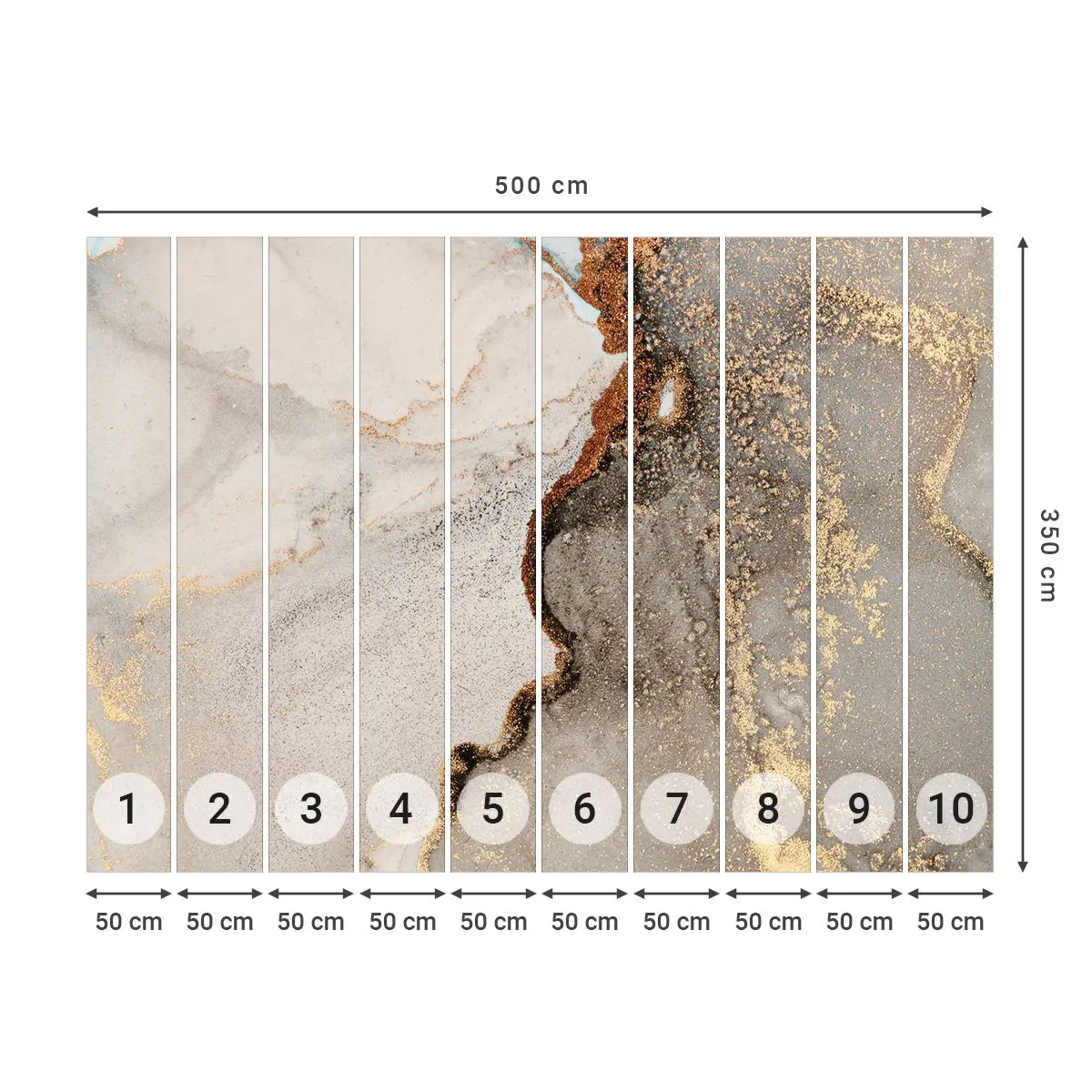 Photo Wallpaper Standard Eco - On the Border of Colours - Abstraction, Piece, Modern Art - 500x350 cm