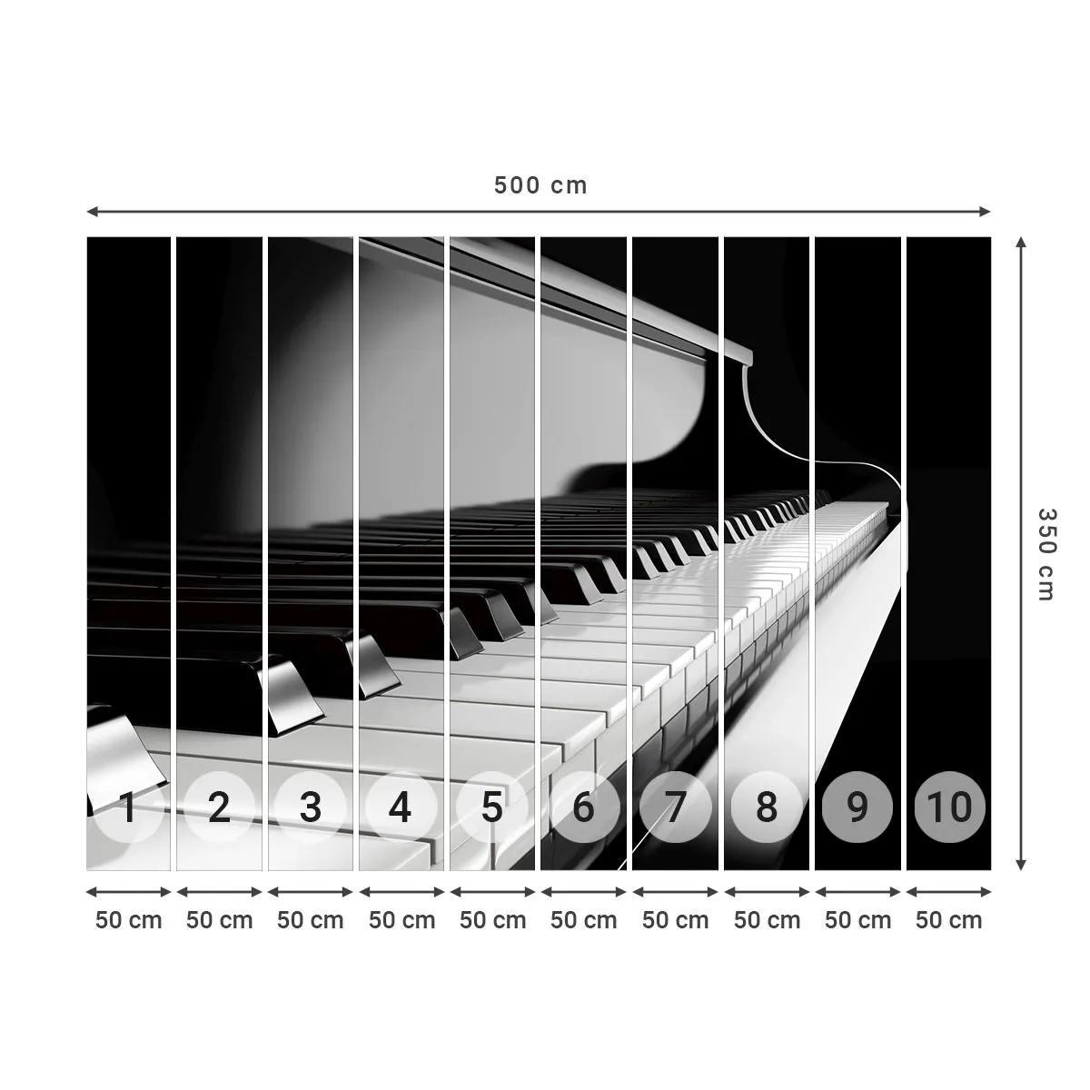 Fotomural Standard Eco - Armonía musical - Piano, Piano, Música - 500x350 cm