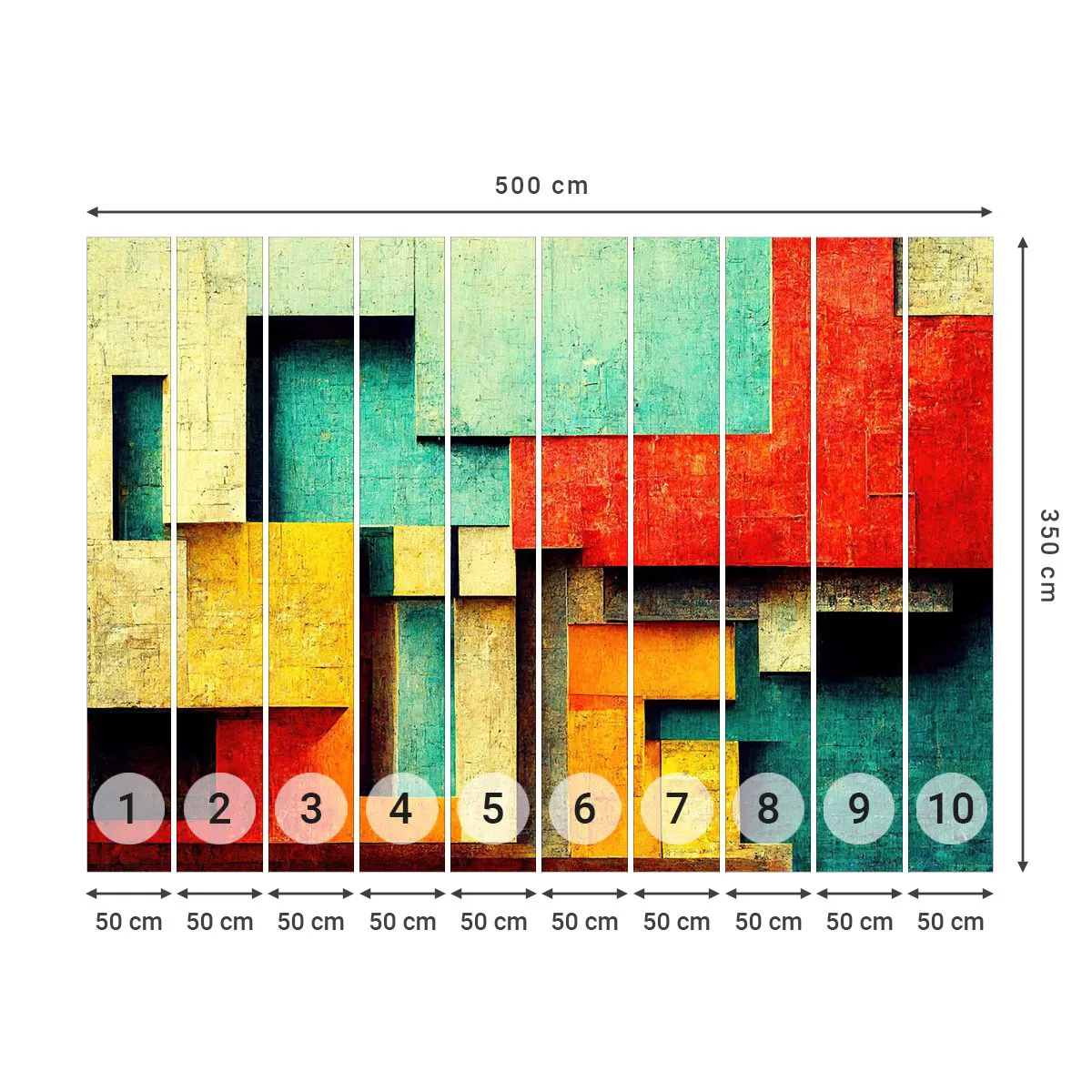 Fotomural Premium Canvas - Festival de ángulos rectos - 3D, Pedazo, Geométrico - 500x350 cm