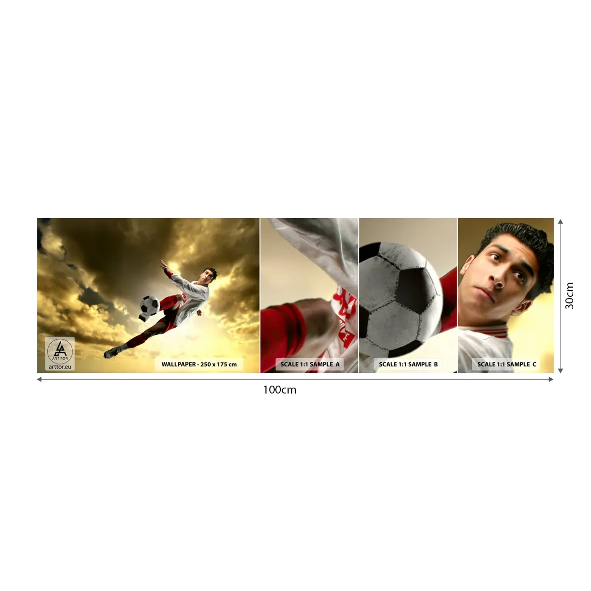 Photo Wallpaper Sample Standard Eco - Football Heaven - Sport, Footballer, Football - 100x30 cm
