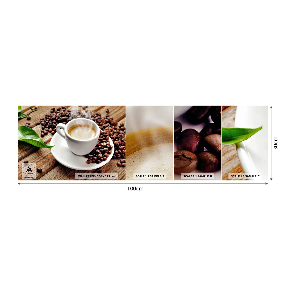 Fototapetenmuster Standard Eco - Kaffee auf der Bank - Gastronomie, Kaffee, Tasse - 100x30 cm
