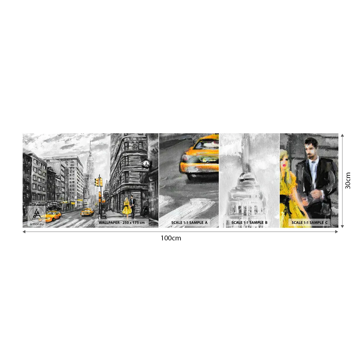 Échantillon De Papier Peint Standard Eco - Une histoire new-yorkaise - Ville, New York, Architecture - 100x30 cm