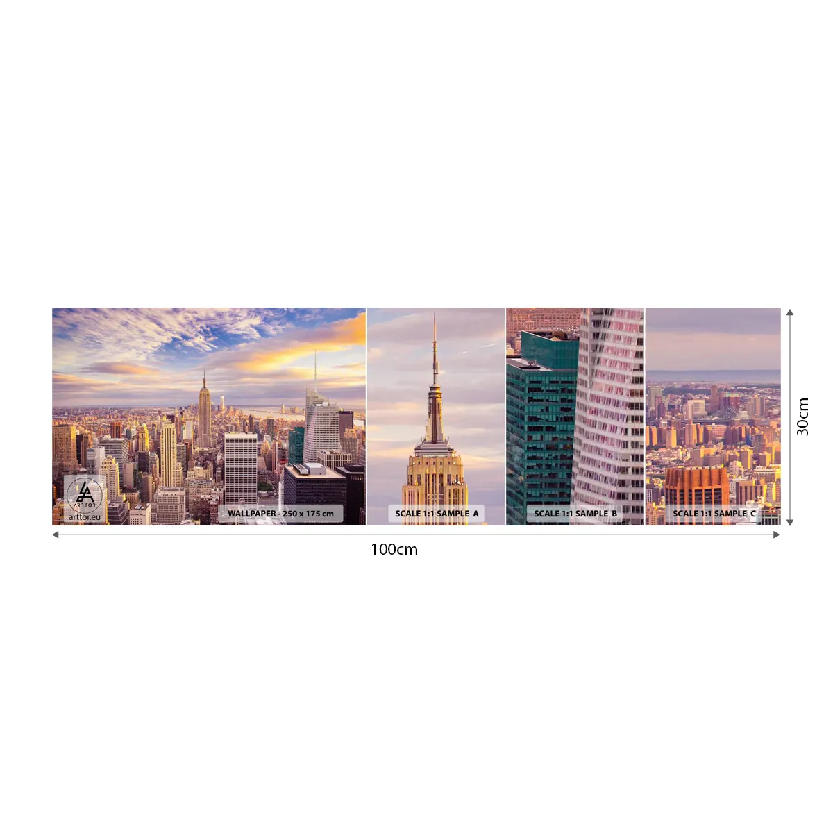 Mostră de Tapet Standard Eco - Ajungeți la nori înșiși - Oraș, New York, Arhitectură - 100x30 cm