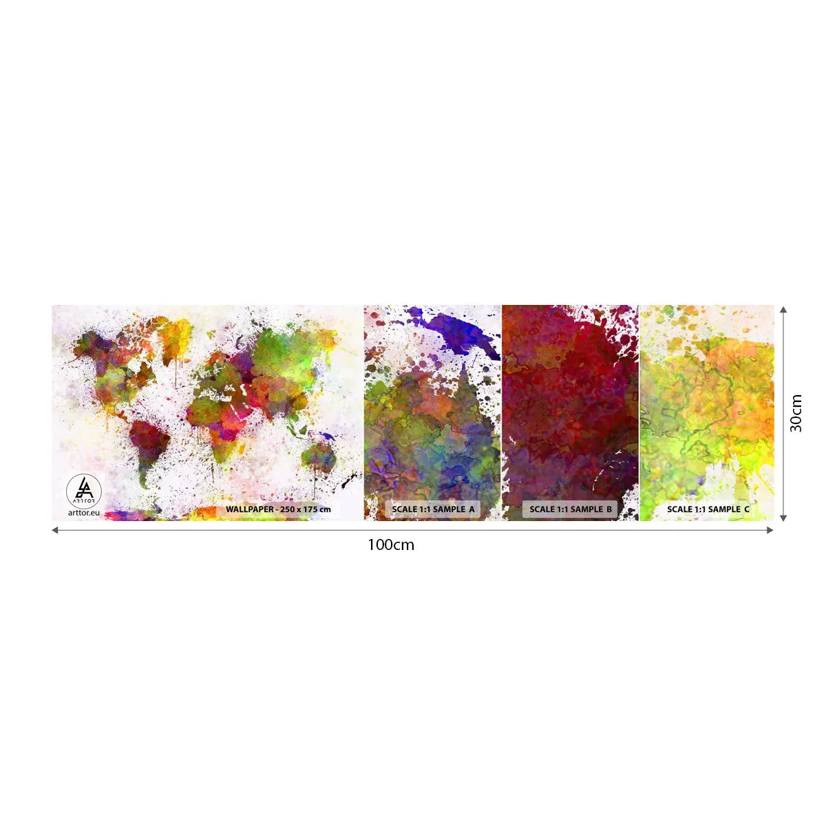 Photo Wallpaper Sample Standard Eco - That's What It Is - World map, Continents, Piece - 100x30 cm