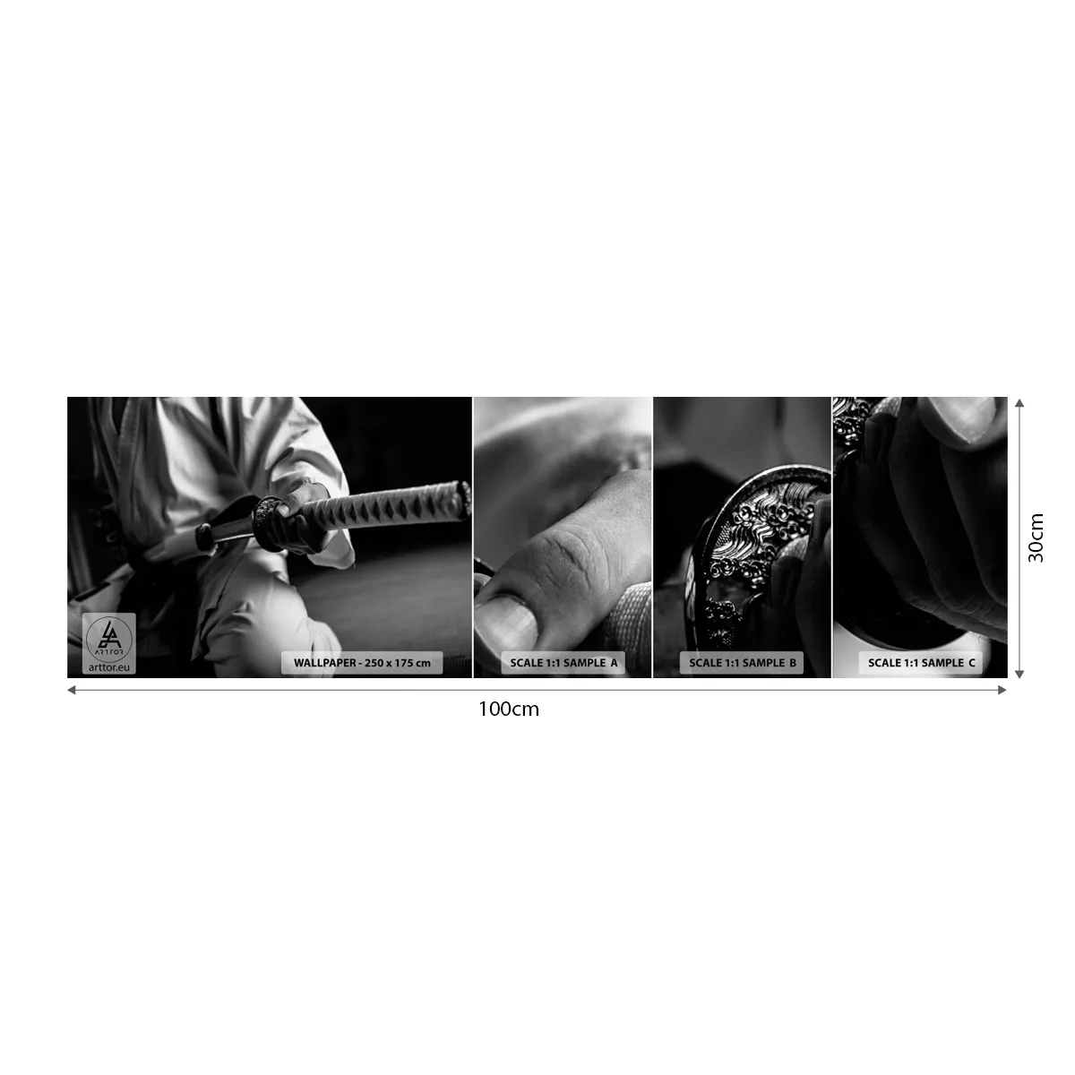 Fototapet Prøve Standard Eco - En krigers sjæl - Samurai sværd, Japan, Kampsport - 100x30 cm