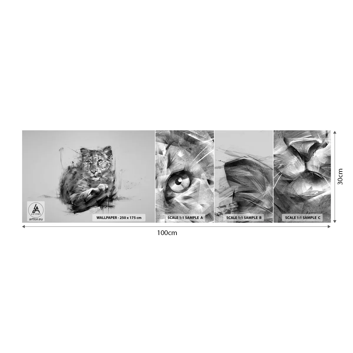 Fototapetenmuster Standard Eco - Ja, ich höre aufmerksam zu - Panther, Tiere, Wilde Katze - 100x30 cm