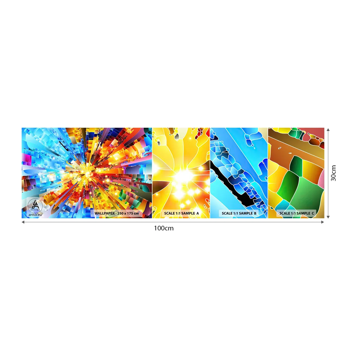 Fototapeten Muster Selbstklebend Deluxe Sticker - In Medienauflösung - Abstraktion, Stück, 3D - 100x30 cm