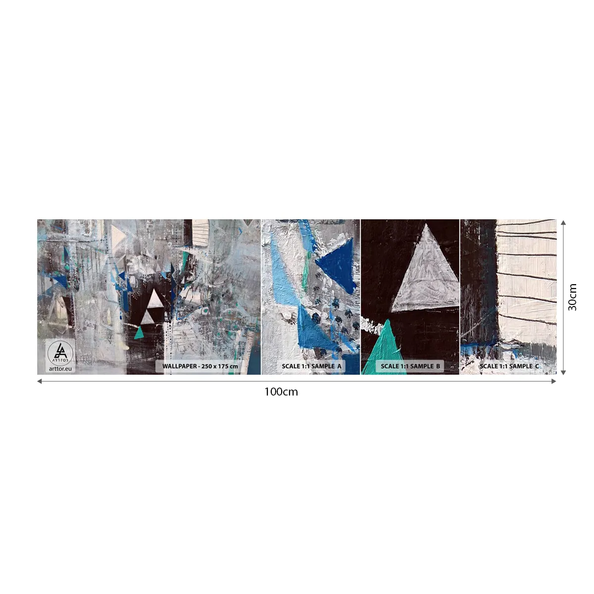 Échantillon De Papier Peint Standard Eco - Ordre prioritaire des triangles - Abstraction, Morceau, Modèle moderne - 100x30 cm