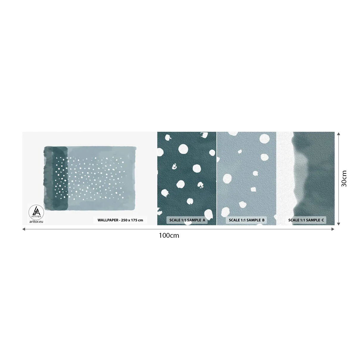 Fototapeten Muster Selbstklebend Deluxe Sticker - Auf Blau gewachsen - Abstraktion, Stück, Minimalismus - 100x30 cm