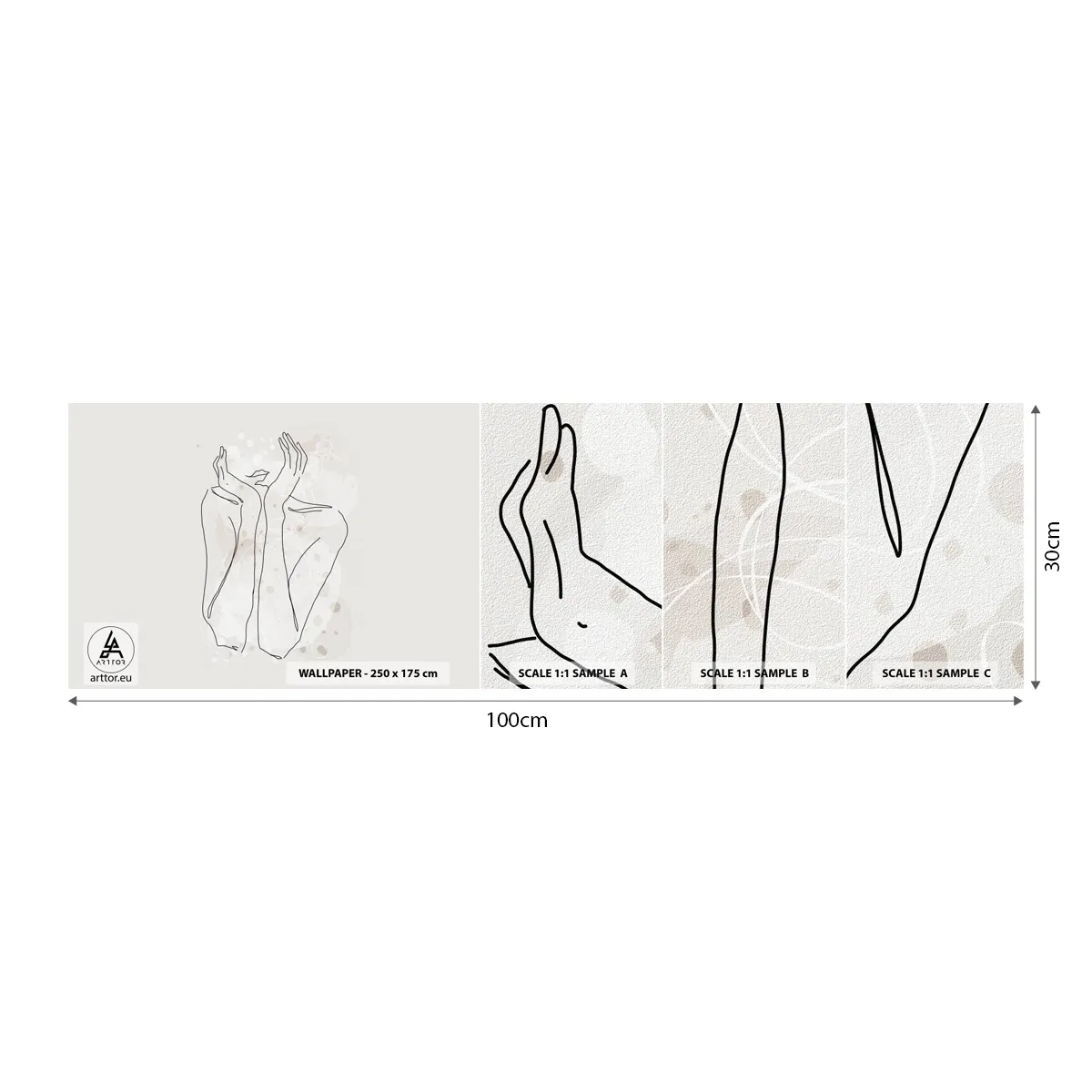 Fototapet Prøve Standard Eco - En drømmende stund - Grafik, Kvinde, Stykke - 100x30 cm