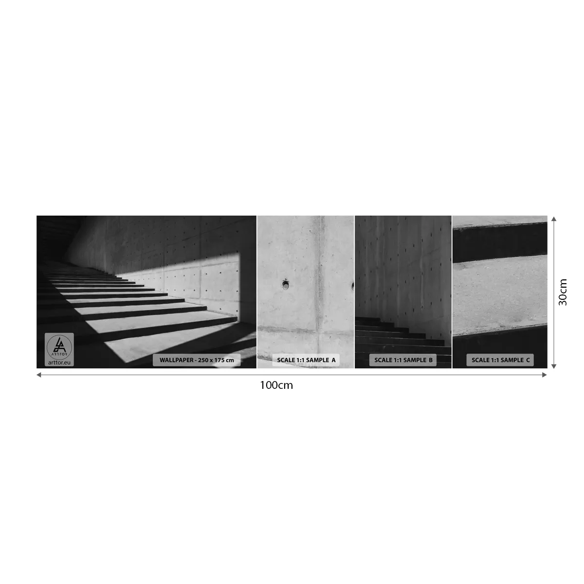 Échantillon De Papier Peint Standard Eco - La beauté brute du modernisme - Industriel, Architecture, Escaliers - 100x30 cm