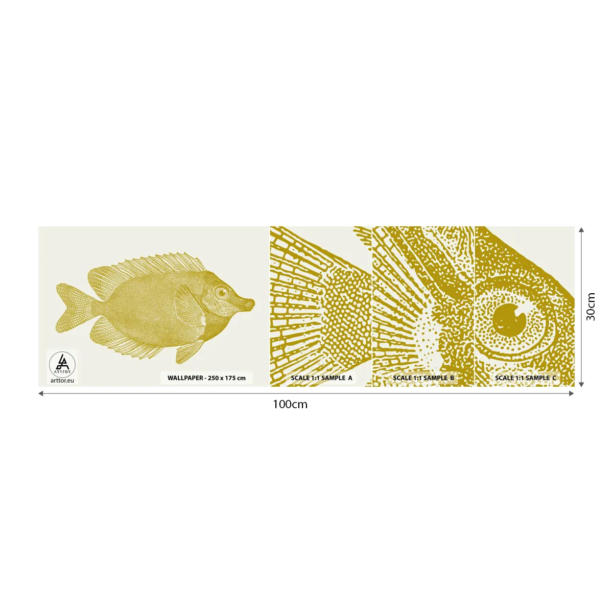 Échantillon De Papier Peint Standard Eco - Du poisson et c'est tout - Poisson, Bord de mer, Animal - 100x30 cm