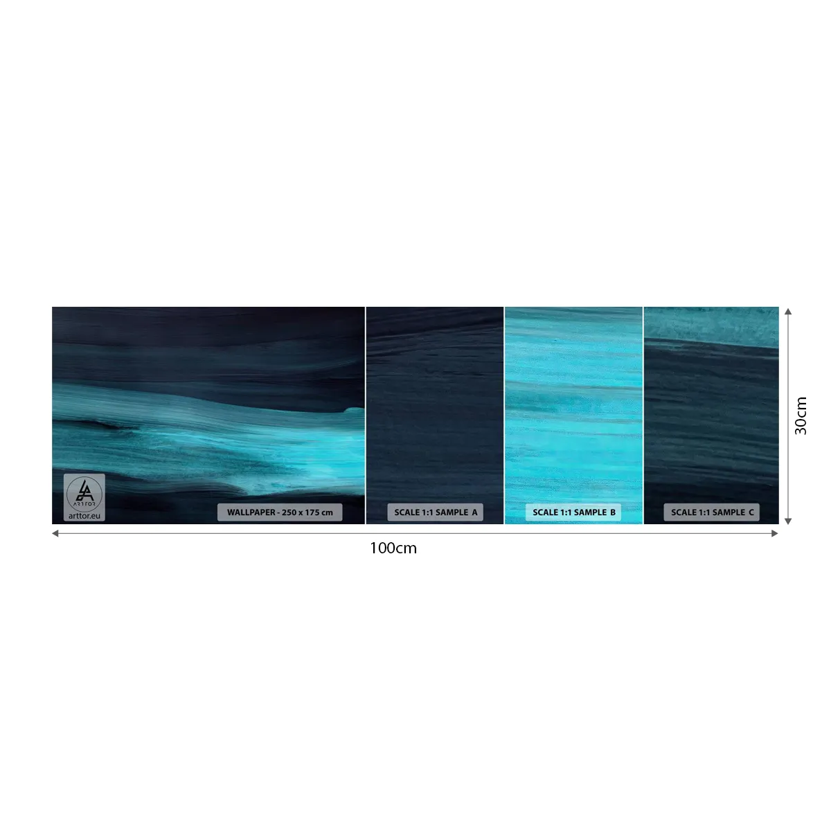 Photo Wallpaper Sample Standard Eco - Swim with the Flow - Dark, Piece, Abstraction - 100x30 cm