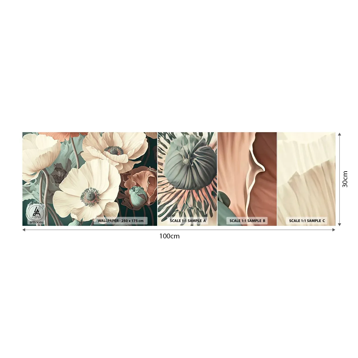 Fototapet Prøve Standard Eco - Valmuernes hvisken - Blomster, Planter, Pastel - 100x30 cm