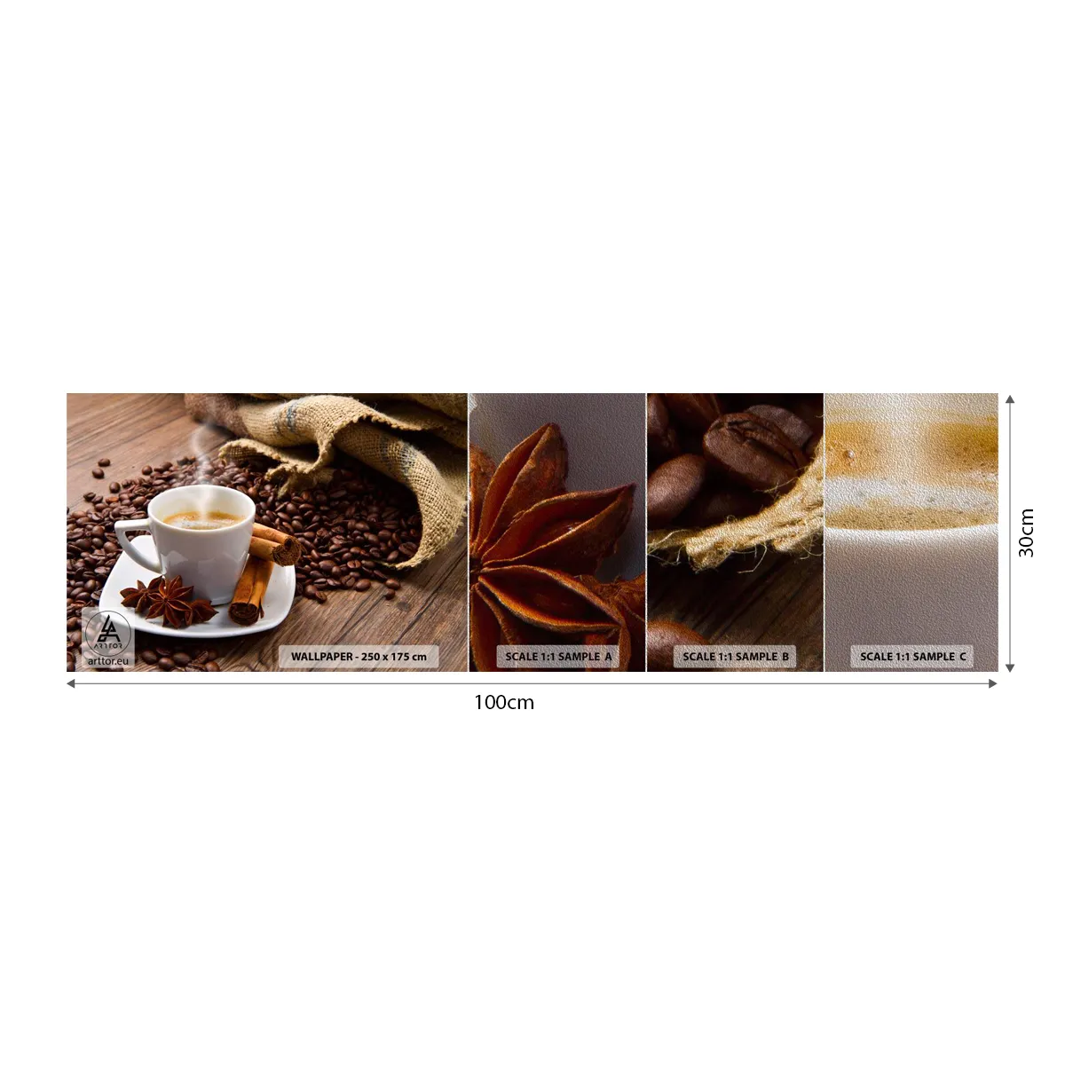 Campione di Fotomurale Premium Sand - Sapore e profumo speziato - Gastronomia, Caffè, Cannella - 100x30 cm