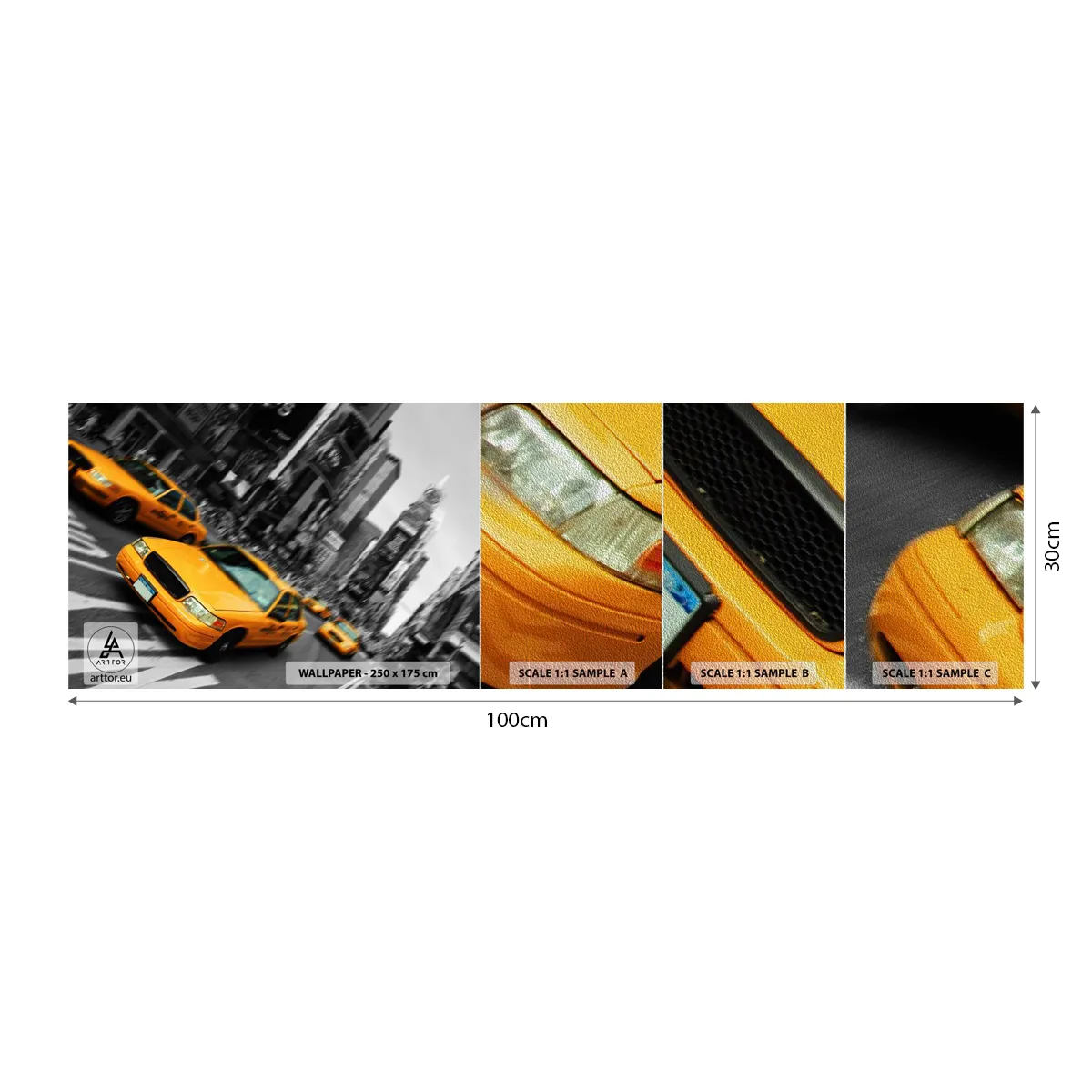 Fototapeten Muster Premium Sand - New Yorker Sonnentropfen - Stadt, New York, Taxi - 100x30 cm