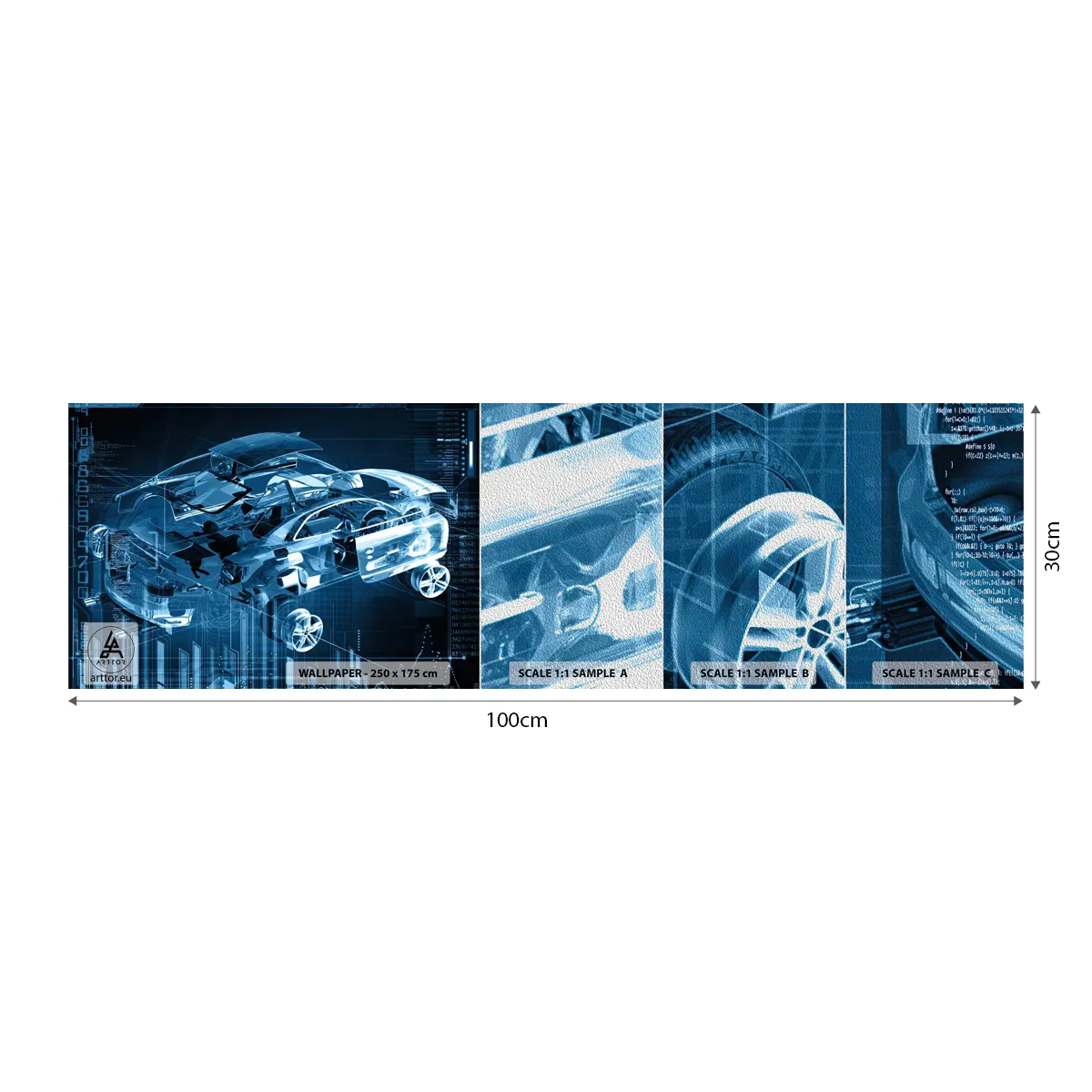 Échantillon de Papier Peint Premium Sand - Anatomie de l'ingénierie - Automobile, Voiture, Concept - 100x30 cm