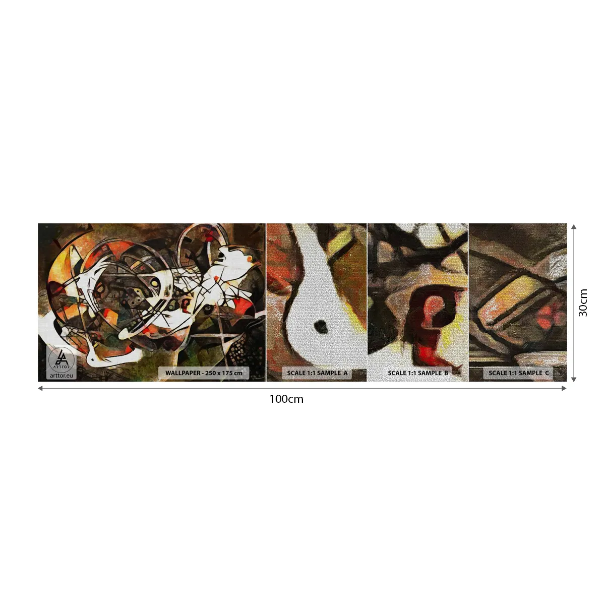 Muestra de fotomural Premium Sand - ¿Oyes el movimiento? - Abstracción, Cubismo, Pedazo - 100x30 cm