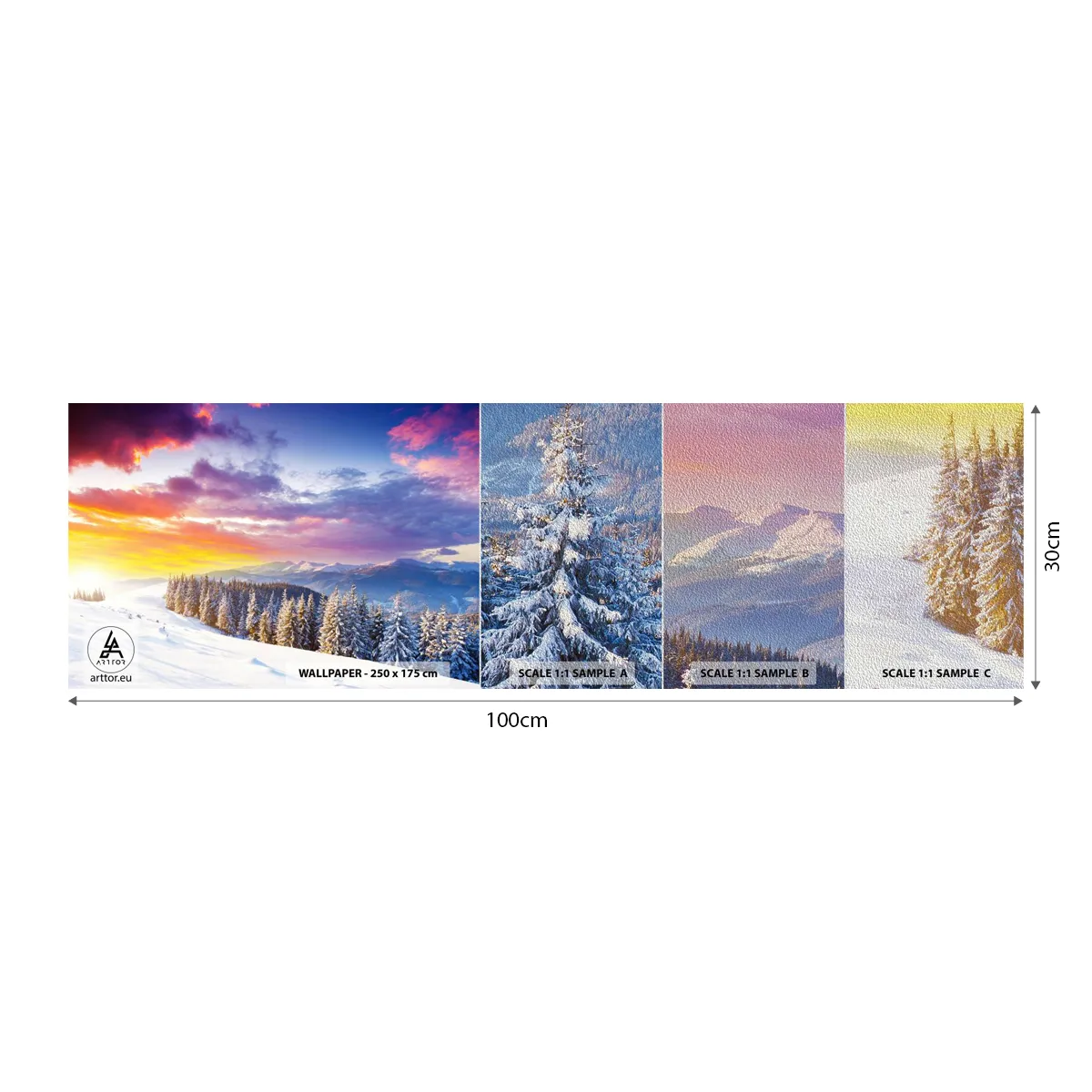 Échantillon de Papier Peint Premium Sand - En pleine journée - Paysage, Montagnes, Hiver - 100x30 cm